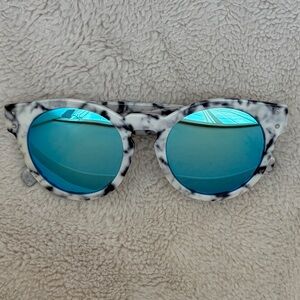 Quay Australia High Emotion Marble Frame Sunglasses with Mirrored Lenses